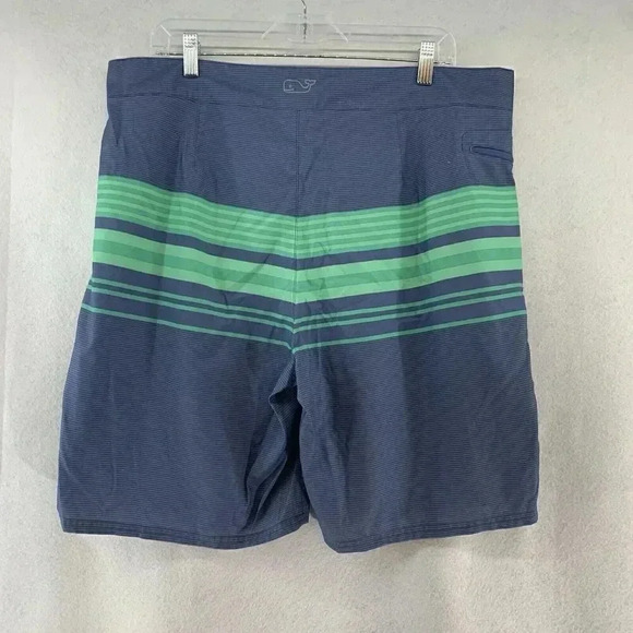 Vineyard Vines Men's Performance Board Shorts Size 38 Blue And Green Stripe - Picture 3 of 7